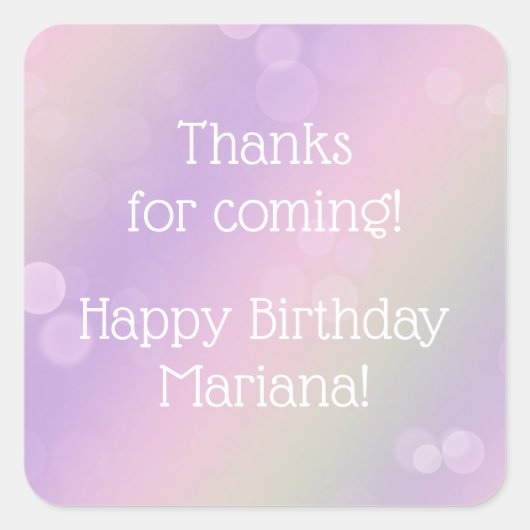 Rainbow Fairy Lights Girl Birthday Party Vierkante Sticker (Voorkant)