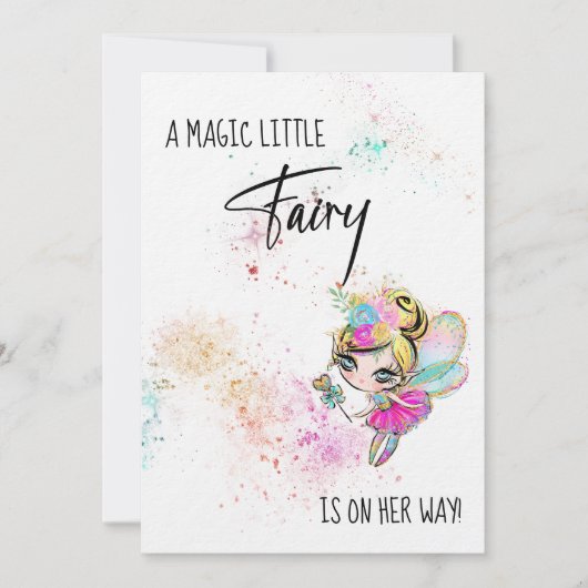 ** Rainbow Fairy Sweet Baby shower Invitation Kaart (Voorkant)