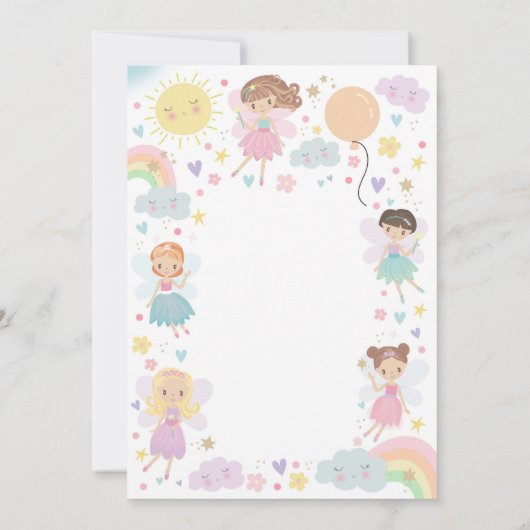 Rainbow Fairy Verjaardag Uitnodiging Feeën Rainbow (Achterkant)