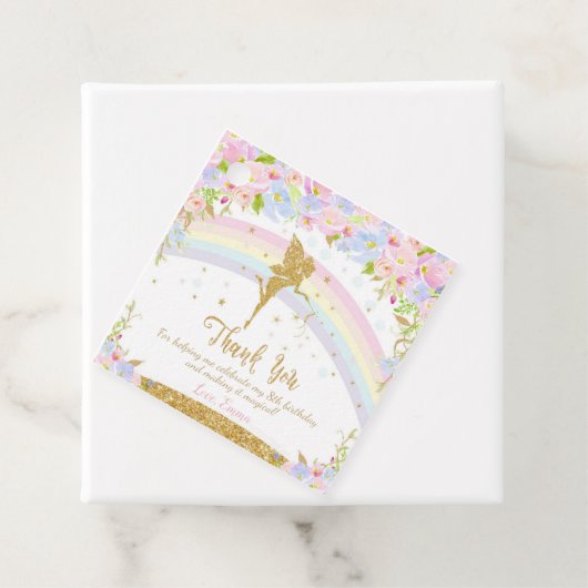 Rainbow Fairy Verjaardagsfeestje Dank u Bedankjes Labels (In situ)