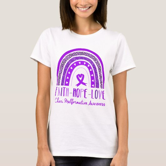 Rainbow Faith Hoop Liefde Chiari Misvorming T-shirt (Voorkant)