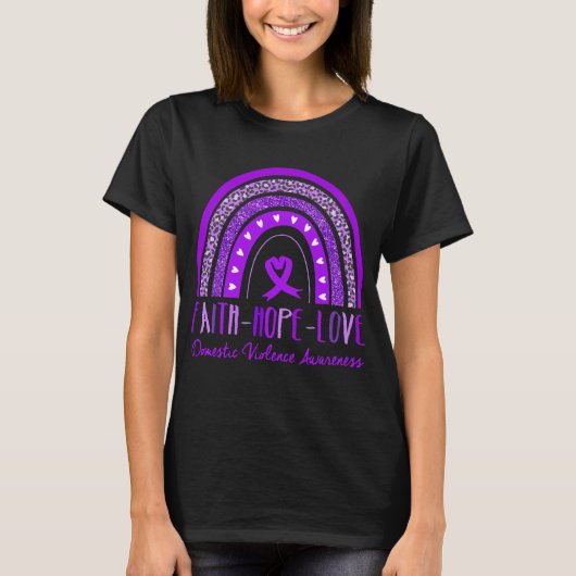 Rainbow Faith Hoop Liefde Huiselijk Geweld Bewustz T-shirt (Voorkant)