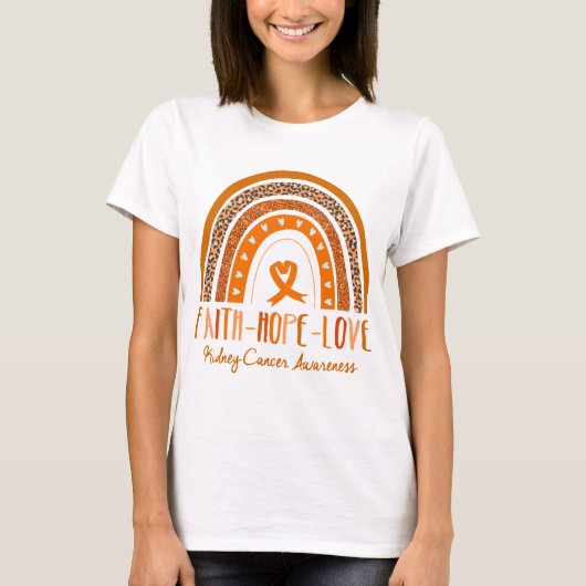 Rainbow Faith Hoop Liefde Nierkanker Bewustzijn T-shirt (Voorkant)
