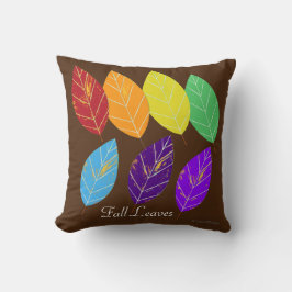 Rainbow Fall Leaves Black Kussen