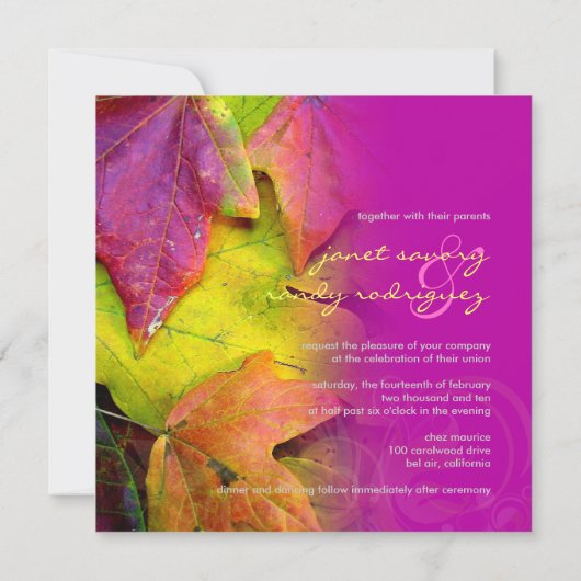 Rainbow Fall Wedding Invitations Kaart (Achterkant)
