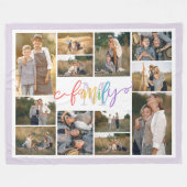 Rainbow Family Monogrammed Fotocollage Fleece Deken (Voorkant (Horizontaal))