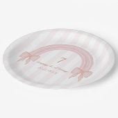 Rainbow Fancy Pink Bows Coquette Verjaardag Papieren Bordje (Gekanteld)