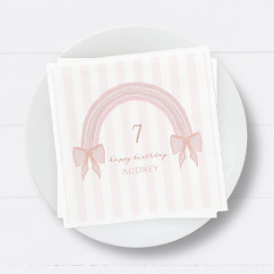 Rainbow Fancy Pink Bows Coquette Verjaardag Servet
