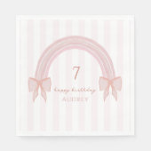 Rainbow Fancy Pink Bows Coquette Verjaardag Servet (Voorkant)