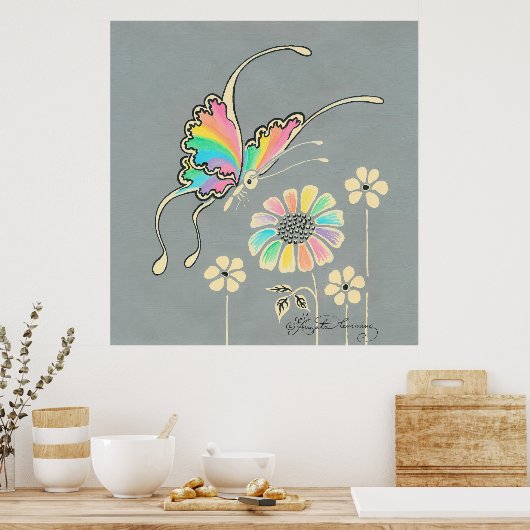Rainbow Fantasy Butterfly Poster (Keuken)