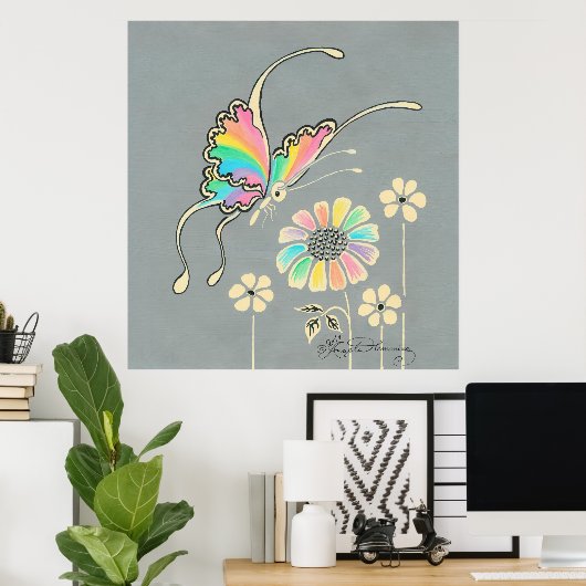 Rainbow Fantasy Butterfly Poster (Thuiskantoor)