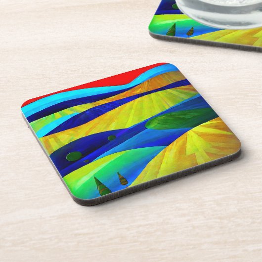 Rainbow Fantasy Hills Landschap Bier Onderzetter (Linkerzijde)