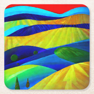 Rainbow Fantasy Hills Landschap Kartonnen Onderzetters