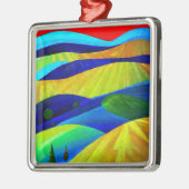 Rainbow Fantasy Hills Landschap Metalen Ornament (Links)