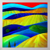 Rainbow Fantasy Hills Landschap Poster (Voorkant)