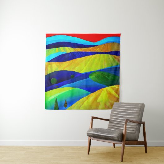 Rainbow Fantasy Hills Landschap Wandkleed (In situ)