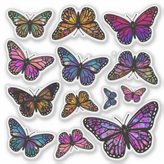 Rainbow Fantasy Monarch Butterfly Stickers (Voorkant)