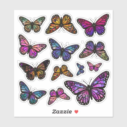 Rainbow Fantasy Monarch Butterfly Stickers (Vel)