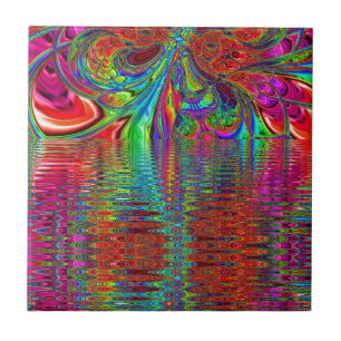 Rainbow Fantasy Mosaic Landscape Glas in lood Tegeltje