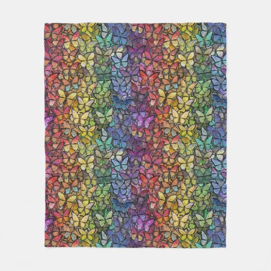 Rainbow Fantasy Vlinders Fleece Deken (Voorkant)