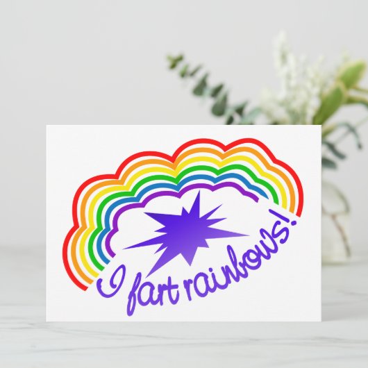 Rainbow Farts-uitnodiging, pas aan Kaart (Staand voorkant)