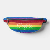 Rainbow Faux Glitter Aangepaste naam Fanny Pack Heuptasje (Liggend)