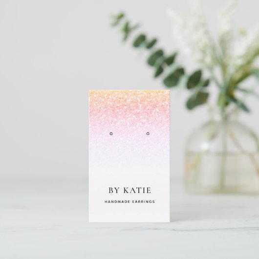 Rainbow Faux Glitter Earring Display Card Visitekaartje (Staand voorkant)