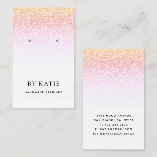 Rainbow Faux Glitter Earring Display Card Visitekaartje (Voorkant / Achterkant)