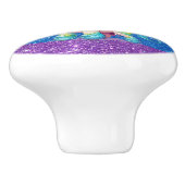 Rainbow Faux Glitter Eenhoorn Meisje  Keramische Knop (Zijkant)