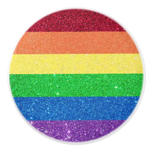 Rainbow Faux Glitter Girly  Keramische Knop (Voorkant)