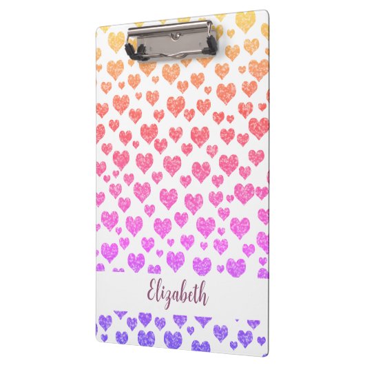 Rainbow Faux Glitter Hearts Heldere Kleurrijke Cus Klembord (Links)