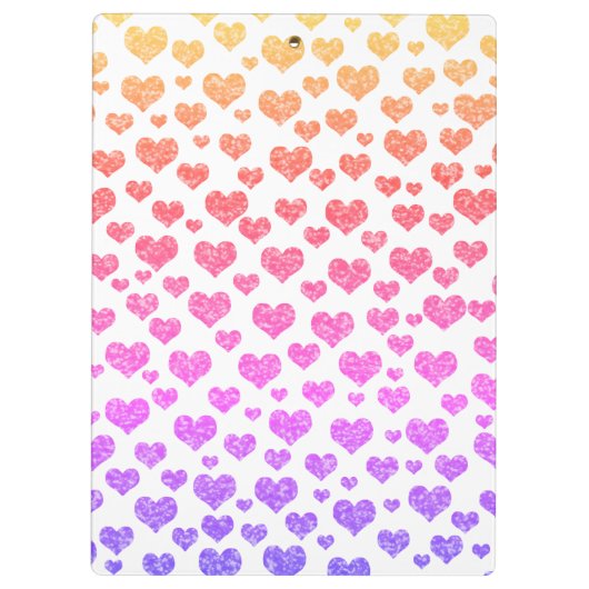 Rainbow Faux Glitter Hearts Heldere Kleurrijke Cus Klembord (Achterkant)