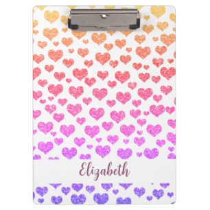 Rainbow Faux Glitter Hearts Heldere Kleurrijke Cus Klembord