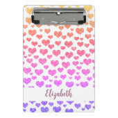 Rainbow Faux Glitter Hearts Heldere Kleurrijke Cus Mini Klembord (Voorkant)