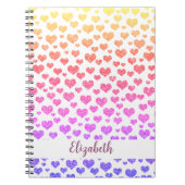 Rainbow Faux Glitter Hearts Heldere Kleurrijke Cus Notitieboek (Voorkant)