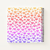 Rainbow Faux Glitter Hearts Heldere Kleurrijke Cus Notitieboek (Achterkant)