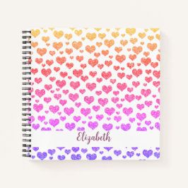 Rainbow Faux Glitter Hearts Heldere Kleurrijke Cus Notitieboek