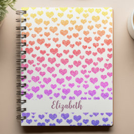 Rainbow Faux Glitter Hearts Heldere Kleurrijke Cus Notitieboek