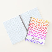 Rainbow Faux Glitter Hearts Heldere Kleurrijke Cus Notitieboek (Binnen)