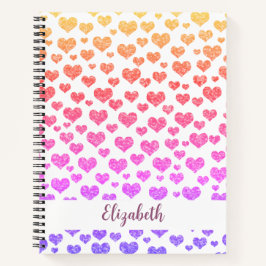 Rainbow Faux Glitter Hearts Heldere Kleurrijke Cus Notitieboek