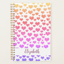 Rainbow Faux Glitter Hearts Heldere Kleurrijke Cus