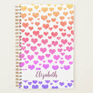 Rainbow Faux Glitter Hearts Heldere Kleurrijke Cus Planner