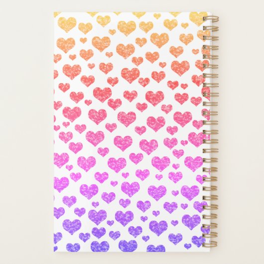 Rainbow Faux Glitter Hearts Heldere Kleurrijke Cus Planner (Achterkant)