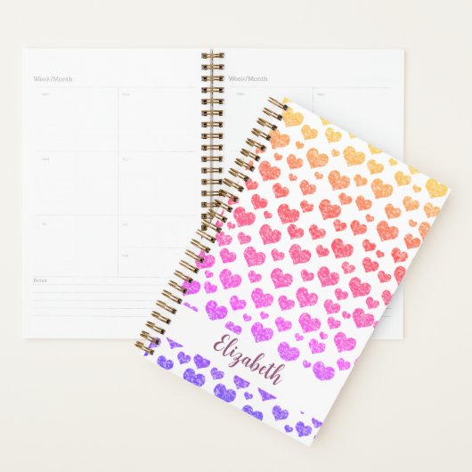 Rainbow Faux Glitter Hearts Heldere Kleurrijke Cus Planner (Display)