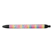 Rainbow Faux Glitter Ombre Name Black Ink Pen (Voorkant)