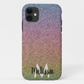 Rainbow Faux Glitter Pattern Initiaal Name Case-Mate iPhone Case (Achterkant)