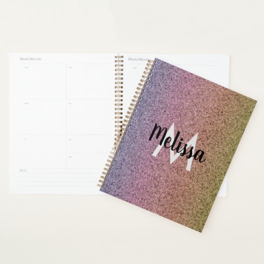 Rainbow Faux Glitter Pattern Initiaal Planner (Display)
