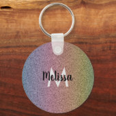 Rainbow Faux Glitter Pattern Initiaal Sleutelhanger (Voorkant)