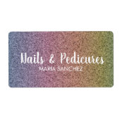 Rainbow Faux Glitter Pattern Nail Hair Business Etiket (Voorkant)