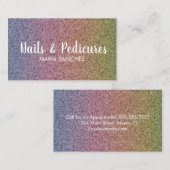 Rainbow Faux Glitter Pattern Nail Hair Business Visitekaartje (Voorkant / Achterkant)